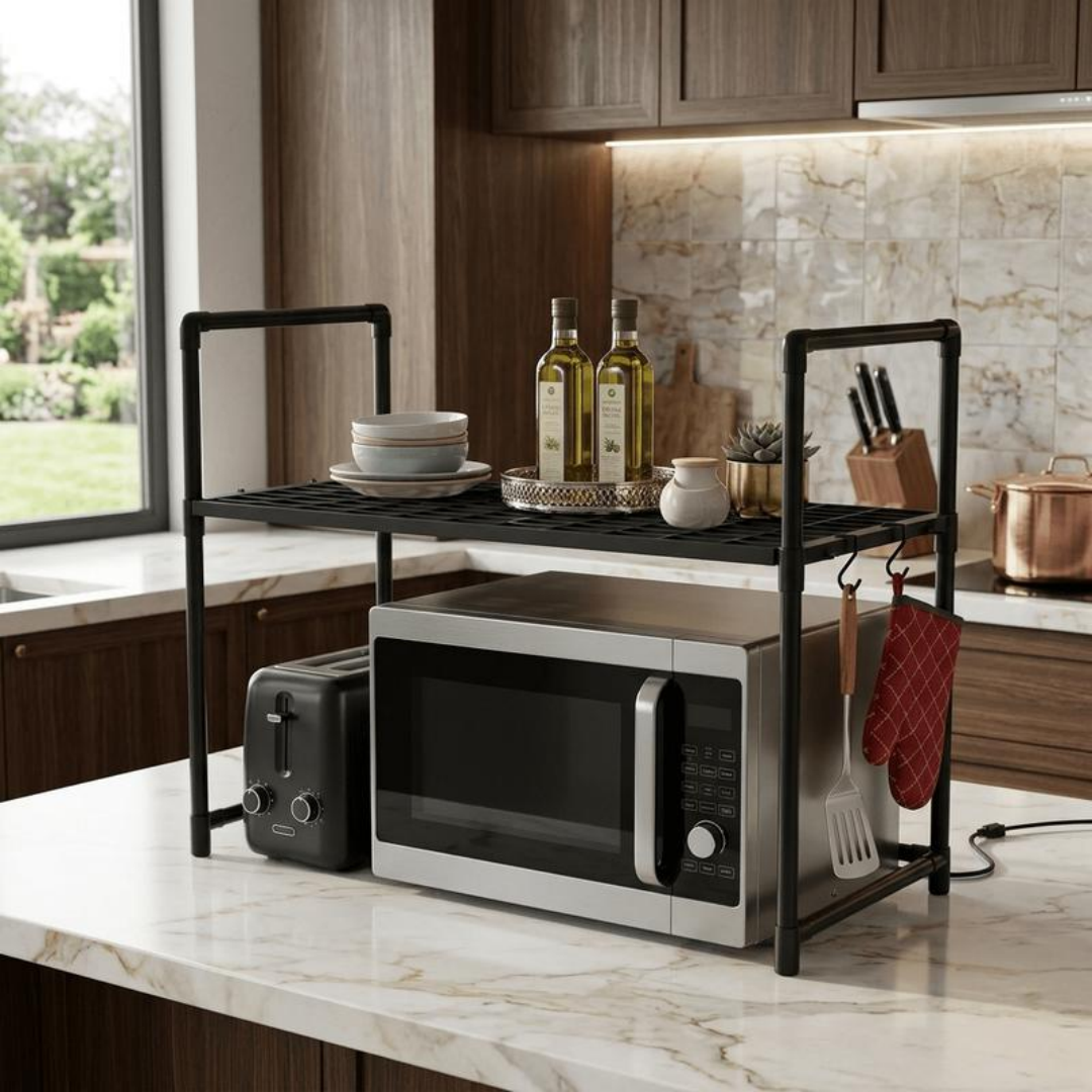Compost Bin Countertop - 2-Tier Kitchen Microwave Oven Rack Countertop