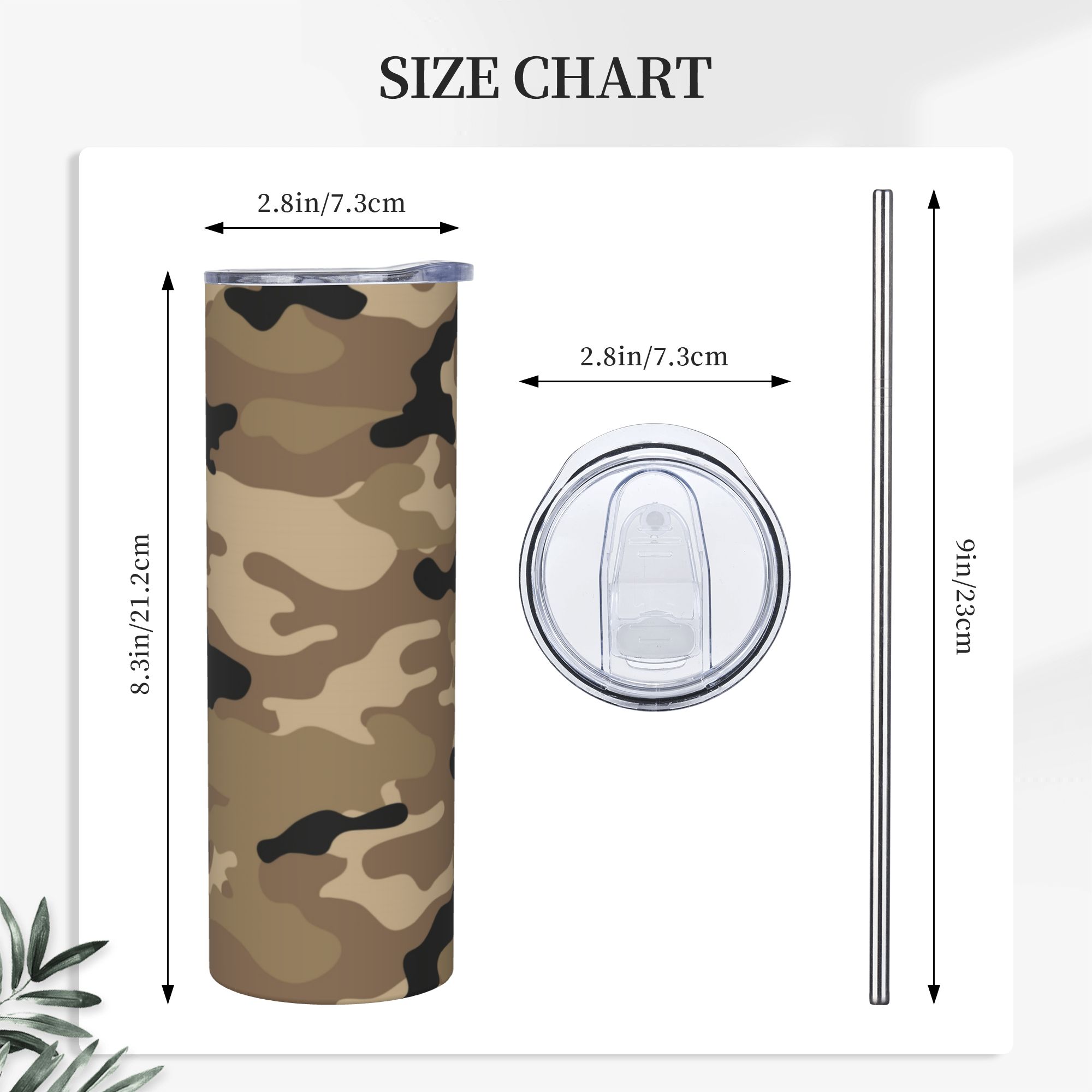 Brown Woodland Camo Pattern Va - مراجعة Stainless Steel Straw وسعره