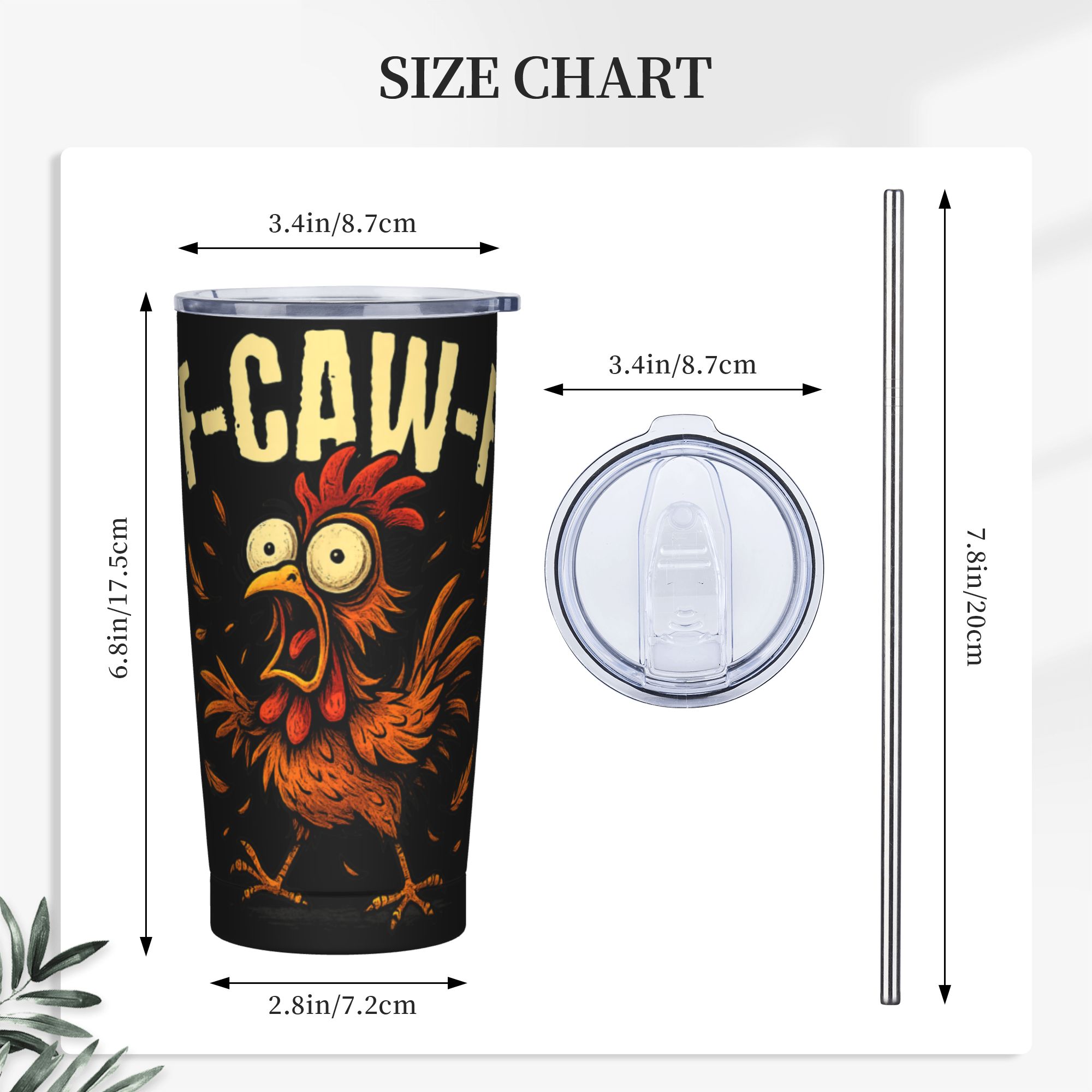 F-Caw-F Chicken FCAWF Tumbler  - مراجعة Stainless Steel Straw وسعره