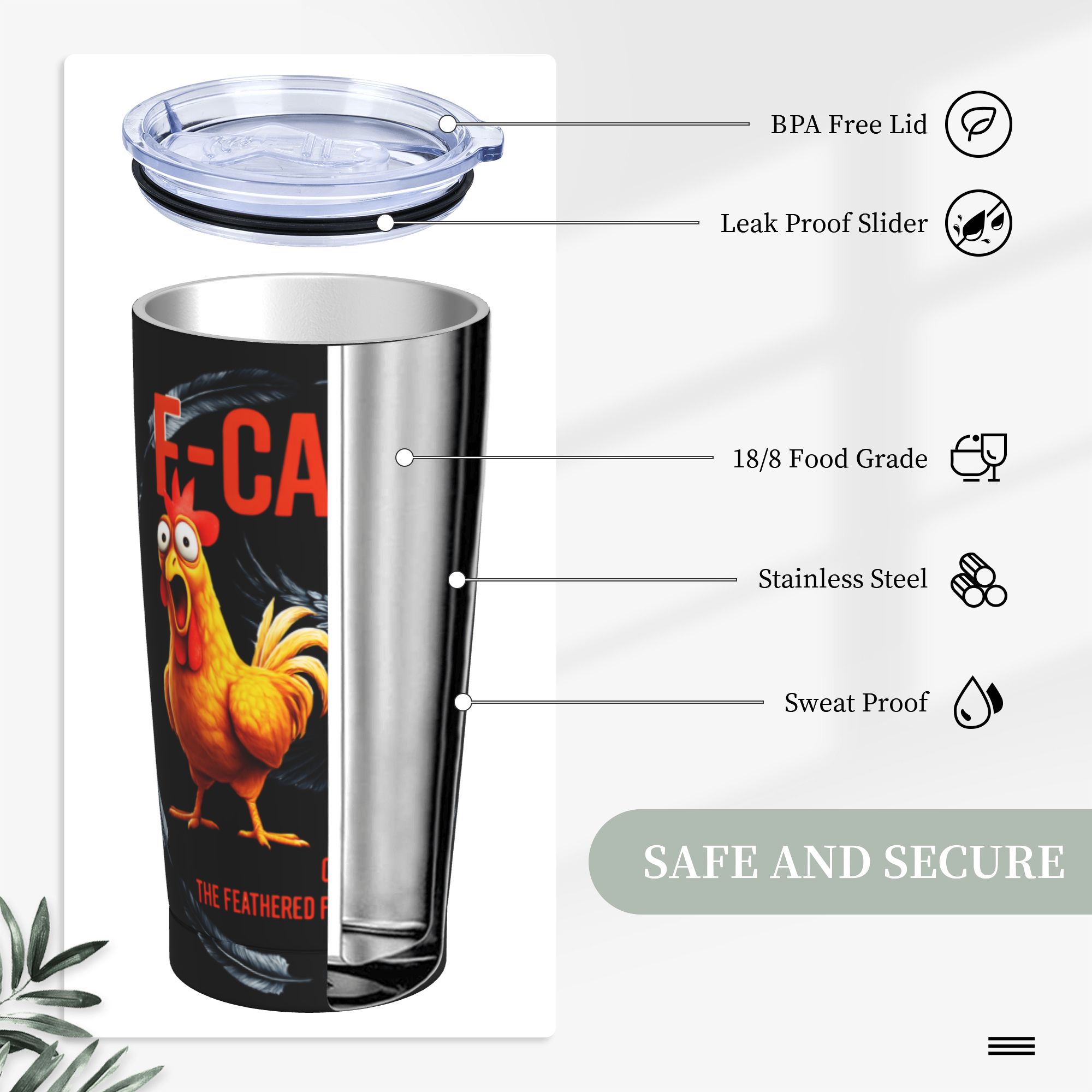 F-Caw-F Chicken FCAWF Insulate - مراجعة Stainless Steel Straw وسعره
